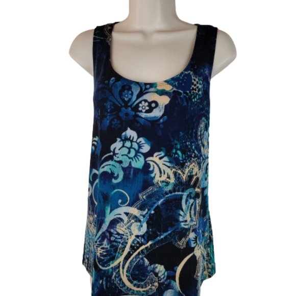 Easywear by chico Womens multicolor blue tank top size 2 chico size L sleeveless - Picture 8 of 16